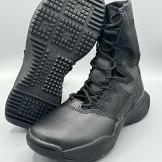 Nike Sfb B1 Tactical Military Hiking Boots Triple Black Mens Size 5 | Womens 6.5 Nike Black Boots For Outdoor Work, Functional Black Lace-up Combat Boots, Black Functional Combat Boots For Outdoor Work, Nike High-top Work Boots For Sports, Black Impact Resistant Combat Boots, Combat Boots With Vibram Sole For Sports, Combat Boots With Vibram Sole For Outdoor Activities, Functional Black Combat Boots Impact Resistant, Functional Black Impact Resistant Combat Boots