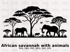 an african savannah with animals svg file