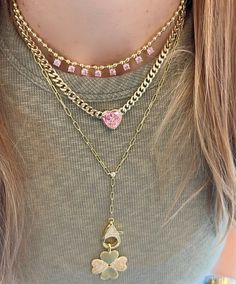 The perfect addition to our beautiful collection with pink CZ stones. Goes with everything and make the perfect layering piece for any occasion. Add this to your layers or wear  it solo. If you want to see more from our shop press the link below: https://marierosebijoux.etsy.com Product Details : Measurements: 14.5" plus 2" extension chain.     Pink CZ Stones: 4mm   Toilet Chain: 3mm Category: Choker Necklaces Finish: 18K Gold Plated over brass Gem: Pink CZ Stones THE PERFECT GIFT 🎁 💝 All Mari Luxury Gemstone Choker As Gift, Luxury Chain Choker As Gift, Gold Diamond Pendant Necklace, Shop Press, Gemstone Choker Necklace, Marie Rose, Gemstone Choker, Gold Bead Necklace, Jewelry Bag