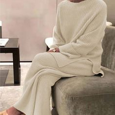 Farbe: Beige, Schwarz, Blau, Grau, Kamel; Größe: S, M, L, XL, XXL, XXXL Homewear Woman, Black Hair Short Cuts, Celana Fashion, Wide Leg Pant Suit, Winter Knitwear, Pyjamas Womens, Winter Pajamas, Traje Casual, Maxi Robes