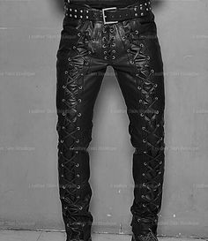 Men's Lambskin Leather Lace Up Pants Trouser Motorcycle Biker Waist Size 28 40 | eBay Fitted Biker Jeans For Biker Events, Punk Style Mid-rise Bottoms For Fall, Punk Mid-rise Bottoms For Fall, Fall Punk Mid-rise Bottoms, Punk Style High Waist Fitted Leather Pants, Punk Style Fitted Leather Bottoms, Slim Fit Spring Pants With Standard Cut Leg, Biker Pants With Belt Loops And Standard Cut Leg, Biker Pants With Belt Loops And Straight Leg