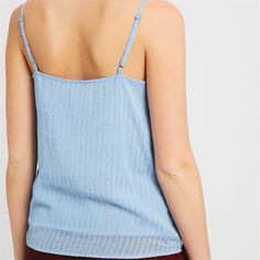 stripe textured v-neck camisole top details: stripe textured polyester, v-neck, adjustable shoulder strap, lined material: 100% polyester model details: 5'7" and wearing a size small Trendy V-neck Top With Adjustable Straps, Casual Camisole With Adjustable Straps And V-neck, Trendy V-neck Tops With Adjustable Straps, Blue V-neck Camisole With Adjustable Straps, V-neck Camisole With Straps For Day Out, Striped V-neck Tank Top For Spring, V-neck Tank Top With Straps For Day Out, V-neck Top With Adjustable Straps For Day Out, V-neck Tops With Adjustable Straps For Day Out