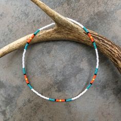 RETRO LOVIN' Beaded Boho/western Choker Necklace, Orange, Yellow, Black, White and Turquoise Seed Beads, Customizable Length - Etsy Western Choker Necklace, Western Jewelry Necklace, Diy Choker Necklace, Western Things, Beaded Stuff, Birthday Basket, Country Jewelry, Necklace Orange, Handmade Chokers