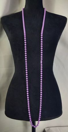 Vtg 80's Long Beaded Necklace Round Plastic Purple Beads Women's Costume Jewelry | eBay Oval Beads Beaded Necklaces For Party, Purple Beaded Vintage Necklace, Vintage Purple Beaded Necklace, Colorful Round Bead Long Necklace For Parties, Colorful Round Beads Long Necklace For Party, Beaded Necklace With Oval Beads For Party, Purple Beaded Necklaces With Round Beads, Purple Vintage Beaded Necklace, Party Long Necklace With Colorful Round Beads