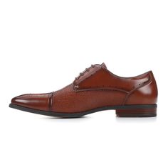 Step into sophistication with the Men's Stacy Adams Nilssen Dress Shoes! These shoes aren't just for dressing up—they're for making a statement. With their classic cap toe and sleek leather design, they're your go-to for turning heads at every occasion. Genuine leather upper for a premium look and durability, Lace-up closure for a secure and adjustable fit, Leather lining and cushioned insole for comfort and breathability, Stacked heel with rubber outsole for traction and stability, Cap toe desi Fitted Snip Toe Dress Shoes For Office, Fitted Oxford Dress Shoes With Plain Toe, Brown Fitted Pointed Toe Dress Shoes, Brown Fitted Dress Shoes With Pointed Toe, Fitted Brown Dress Shoes With Pointed Toe, Fitted Brown Dress Shoes, Fitted Pointed Toe Oxfords For Derby, Fitted Cap Toe Leather Shoes For Derby, Fitted Pointed Toe Oxfords For Semi-formal Occasions