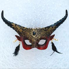 This Beautiful Masquerade Party Masks 100% Brand New They Are Made The Finest Quality And Hand-Painted Craftsmanship. Whole Mask Size: 15 X 10 Inches Occasion: Great For Halloween, Day Of The Dead, Masquerade Party, And More. Color :Red Black Gothic Masks And Prosthetics For Carnival Theater, Gothic Horned Masquerade Mask For Costume Party, Fantasy Horned Masks And Prosthetics For Party, Gothic Masks For Carnival Party, Gothic Eye Mask For Masquerade Party, Gothic Eye Mask For Evening Masquerade, Gothic Evening Masquerade Eye Mask, Halloween Evening Masquerade Mask, Red Eye Mask For Party