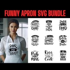 the funny apron svg bundle is ready to be used for cooking, baking and other crafting projects