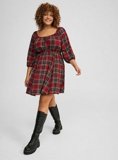 Washable Gauze Babydoll Mini Dress Babydoll Mini Dress, Plus Size Outfit, That Dress, Empire Waist Dress, Empire Dress, Dress Images, Trendy Plus Size Clothing, New Looks, Plus Dresses