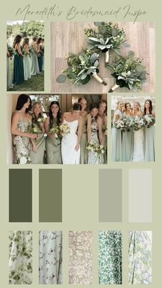 Are you looking to add a unique touch to your wedding party's attire? Embrace the trend of mixing and matching patterns and solids, and empower your bridesmaids to pick their own dresses! With our personalized bridesmaid dress inspiration service, you can provide your bridal party with a cohesive vision while allowing each member to express their individual style. Here's how it works: 1. Purchase this listing to receive a digital download. 2. Complete a short questionnaire to share details about Bridesmaids Pick Own Dresses, Dust Sage Bridesmaid Dresses, Greenish Bridesmaid Dresses, Olive Green Weddings Decoration, Bridesmaid Dress Colour Palette, Different Green Shades Bridesmaid Dresses, Colors For June Wedding, Safe Green Bridal Party, Two Tone Bridesmaid Dresses