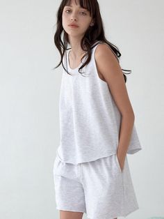 Composition : Cotton 100%Color : MelangeCountry of Origin : Republic of Korea Comfortable Sleeveless Lounge Sleepwear, Comfortable Sleeveless Lounging Sleepwear, Casual Sleeveless Camisole For Loungewear, Sleeveless Camisole For Summer Loungewear, Sleeveless Summer Camisole For Loungewear, Summer Sleeveless Camisole For Loungewear, Casual Camisole Sleepwear, Casual Sleeveless Sleepwear For Lounging, Casual Sleeveless Top For Pajama Party