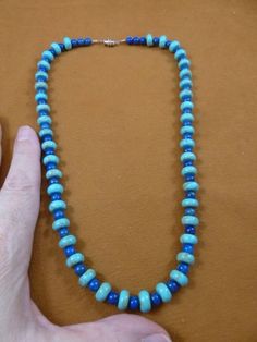 20.5 inch long Chinese turquoise and blue Lapis lazuli gemstone Beads bead beaded Necklace jewelry V Barrel Twist, Lapis Lazuli Gemstone, Blue Lapis Lazuli, Blue Lapis, Beads Necklace, Handmade Necklace, Turquoise Beads, Necklace Jewelry, Spacer Beads