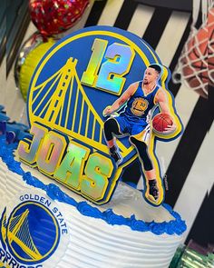 there is a cake with a basketball player on it