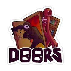 a sticker with the word dobbys on it and an image of a person in