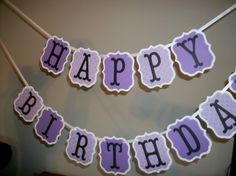 purple and black happy birthday bunting banner