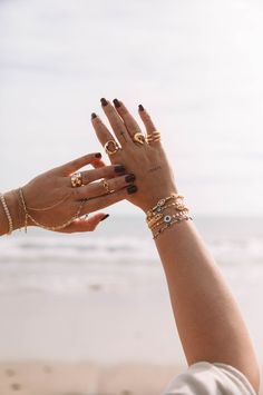 ~Appx 6.5" with a 2" extender ~2 colorways ~14k gold filled chain ~24k gold filled opal shell eye charm ~Lobster claps closure Claw Ring, Adjustable Bangle Bracelet, The Claw, Cuff Bangle Bracelet, Gold Filled Ring, Adjustable Bangle, Stackable Ring, Evil Eye Bracelet, Ring Size Guide