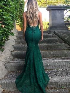 Sexy Spaghetti Straps Trumpet/Mermaid Backless Dark Green Lace Prom Dress/ Formal Dress/ Bridesmaid Dress on Storenvy Prom Dresses Long Lace, Green Prom, V Neck Prom Dresses, Lace Prom Dress, Prom Dresses For Teens, Prom Dresses Modest, Backless Prom Dresses, Prom Dress Inspiration, Gowns Prom