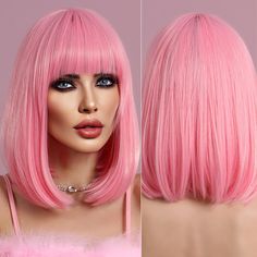 PRICES MAY VARY. ♛【Material Selection】High density heat resistant fiber wig(160°c), soft hair, comfortable to wear, easy to care for. Reduce shedding and knotting. ♛【Bob Wig with Bangs】14 inch short pink bob wig with 5 inch bangs that can be trimmed.Fashionable bob shoulder length wig more perfectly embellishes your face, and the unique pastel pink wig make you sexy and shine. ♛【Adjustable & Breathable Wig Cap】Our wig cap is about 22-24 inch.100% breathable rose net Intranet, comfortable to wear Blond Ombre, Green Wig, Natural Wigs, Pink Wig, Red Wigs, Ombre Wigs, Wig With Bangs, Short Bob Wigs, Bob Wig