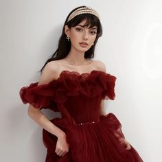 Olivia Mark - Red Shoulder Evening Gown