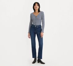 Classic Straight Fit Women's Jeans - Dark Wash | Levi's® US Levi's Relaxed Fit Jeans For Fall, Levi's Classic Fall Jeans, Levi's Everyday Bottoms For Fall, Classic Levi's Jeans For Fall, Levi's Bottoms For Everyday Fall Wear, Trendy Straight Jeans For Fall, Retro Workwear Jeans For Fall, Retro Fall Jeans For Office, Levi's Jeans With Straight Hem For Fall