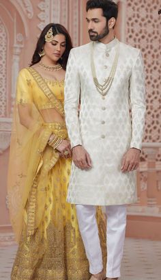 Details : Color- cream Any Color you may ask for...(only one color) Fabric -Imported Fabric Work Details -self Bottom Details Color White-- Pajama Package Include : Top , Bottom,, All others accessories are for photography purpose only . Just the Top and bottom available . Color variation may be there slightly , due to computer resolution and camera . Wedding Sherwani In Brocade With Cutdana, White Traditional Wedding Wear, Floor-length Traditional Wear For Wedding And Eid, Wedding And Eid Floor-length Traditional Wear, Floor-length Kurta For Traditional Ceremonies And Festive Occasions, Floor-length Kurta For Traditional Ceremonies And Festivals, Brocade Sherwani With Traditional Drape For Weddings, Bollywood Style Long Traditional Wear For Reception, Floor-length Kurta For Festive Traditional Ceremonies