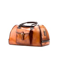 Saidah Duffle Bag - Q by QS Luxury Tote Weekender Bag, Luxury Cognac Briefcase For Travel, Luxury Tote Weekender Bag For Weekend Trips, Luxury Large Capacity Satchel For Weekend Trips, Luxury Rectangular Weekender Bag For Weekend Trips, Cognac Weekender Bag With Leather Lining For Travel, Classic Large Capacity Duffle Bag For Trip, Luxury Weekender Bag With Large Capacity Satchel Style, Luxury Cognac Satchel For Travel