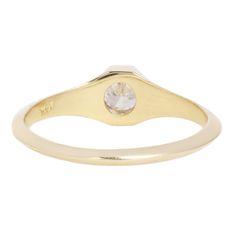 Confident and bold, this solitaire signet ring by WWAKE features a twinkling white antique old European cut diamond. High polish 14k gold frames the stone in a subtle octagonal shape. A flattened knife-edge band allows this stunning signet to stack with other rings. Stones: .25ct White Antique Old European Cut Diamond (Color G/H, VS2) Metal: 14k Yellow GoldMeasurements: Stone length: 4mm, Setting width: 5mm, Setting height: 3.4mm, Band width: 2.9-1.5mm taper Shipping and Delivery: IN STOCK items Timeless Octagon Rose Cut Diamond Ring, Heirloom Octagon Rose Cut Diamond Ring, Classic Yellow Gold Signet Ring With Single Diamond, Timeless Oval Signet Ring With Single Cut Diamonds, Timeless 14k Gold Engraved Ring With Single Cut Diamonds, Timeless Yellow Gold Engraved Ring With Single Diamond, Timeless Octagon Diamond Ring With Bezel Setting, Promise Signet Ring With Rose Cut Diamonds, Timeless Signet Ring With Single Diamond