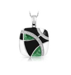 *Chain not included. Click here to view our available chains. Interlacing lines of sparkling pave-set stones and sterling silver dance harmoniously in Tango, creating abstract shapes, colors, and patterns. Dynamic and rich inlaid stones glimmer passionately through the eyelets of hand-painted Italian enamel. Embrace the movement and romance of Tango. Emerald: Hand-painted black and white Italian enamel with white pave-set stones set into rhodium-plated, nickel allergy-free, 925 sterling silver. Cloisonne Jewelry, Diamond Jewelry Store, Fine Diamond Jewelry, Silver Jewelry Design, Jewelry Diamonds, Emerald Pendant, Black Jewelry, Emerald Jewelry, Stylish Jewelry