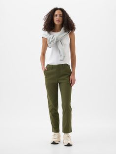 Mid Rise Downtown Khakis | Gap Factory Cotton Chinos, Chino Trousers, Slim Legs, Tulum, Cropped Jeans, Trousers Women, Stretch Cotton, Casual Pants, What To Wear