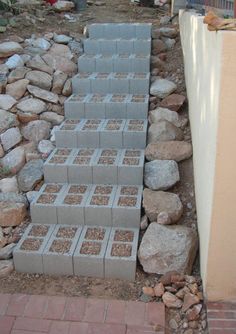 the steps are made out of cinder blocks