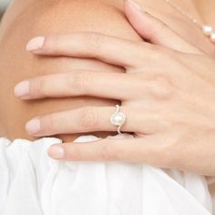 Akoya Pearl & Diamond Cheryl Ring Akoya Pearl Ring, Pearl Rings, Pearl And Diamond Ring, Stylish Party Dresses, Akoya Pearls, Pearl Diamond, Pearl Ring, Diamond Ring, Gold Rings