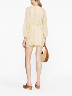 Minorca cotton-silk dress from MANEBI featuring light yellow, cotton-silk blend, tied waist, gathered neckline, long sleeves, elasticated cuffs and thigh-length. Size Info IT Color Detail Beige Made In Italia Material Cotton 73%, Silk 27% Season One Spring-Summer Season Two Spring-Summer Product dresses Brand Manebi Size And Fit This piece fits true to size. We recommend you get your regular sizeModel is 1,75m / 5ft 8in wearing size 40 (IT) Cotton Silk Dress, Voile Dress, Trench Dress, Trench Jacket, Cape Coat, By Malene Birger, Blazer With Jeans, Knitwear Cardigan, Jeans Dress