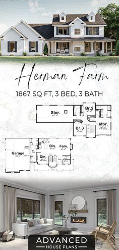 the floor plan for this home is shown in black and white, with an additional living room