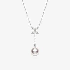 Material: 18K white gold, Akoya Pearl and diamond Akoya saltwater cultured pearl Size of pearl: around 8.5-9.0 mm Length of chain: around 46 cm (adjustable) Length of pendant chain: Adjustable 21 cm Weight of Diamonds: 4 diamond approx. 0.245 carats Handpicked of every pearl, only top 1% of pearls are selected Handcrafted Lifetime warranty Elegant Pearl White Bridal Necklace With Clavicle Chain, Elegant Yellow Gold Bridal Necklace, Luxury Solitaire Pendant Necklace For Formal Occasions, Elegant Pearl White Clavicle Chain Necklace, Elegant Pearl White Clavicle Necklace, Elegant Bridal Pendant Necklace With Pearls, Formal White Gold Bridal Necklace With 17 Jewels, Luxury Platinum Bridal Necklace For Formal Occasions, Luxury Bridal Pendant Necklace