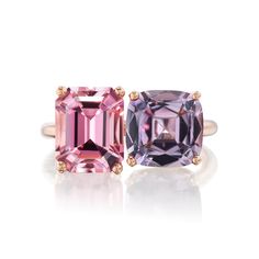 One of a Kind Bold 2-Stone Ring with Pink Tourmaline & Grey Purple Tourmaline Purple Tourmaline, Jane Taylor, Girls Dream, Purple Grey, Pink Tourmaline, Girly Girl, Stone Rings, Tourmaline, Stone