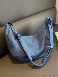 BagForLove - Statement Solid Color Oversized Hobo Bag Blue Casual Hobo Bag With Double Handle, Casual Blue Hobo Bag With Double Handle, Blue Rectangular Baguette Bag With Large Capacity, Casual Handheld Hobo Bag For School, Casual Tote Baguette Bag With Zipper Pocket, Blue Baguette Shoulder Bag With Large Capacity, Casual Blue Shoulder Bag With Double Handle, Blue Casual Hobo Bag For Daily Use, Casual Large Capacity Baguette Bag For School