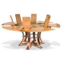 a wooden table with six chairs around it