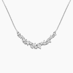 Olivetta Lab Diamond Necklace (1 1/2 ct. tw.) - 18K White Gold. Scattered and shimmering lab diamonds evoke a subtly floral feel in this graceful pendant. Wear it on its own for a dainty look or stack it with other necklaces for a bolder look. The length of the chain can be adjusted to 16, 17, or 18 inches to suit individual preference. Real Diamond Pendant Set Delicate, White Gold Necklaces Women, Dr Jewelry, Dainty Jewelry Silver, Solitaire Diamond Necklace, Mums Birthday, Dainty Diamond Necklace, Diamond Pendant Sets, White Gold Necklace