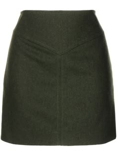 khaki virgin wool-cashmere blend high-waisted seam detailing concealed rear zip fastening straight hem thigh-high Wool Skirt Outfit, Green Wool Skirt, Skirt Png, Virgo Rising, By Walid, Over The, Stylish Women Fashion, Fashion Design Clothes, Wool Skirts