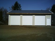 two garages with one door open and the other closed