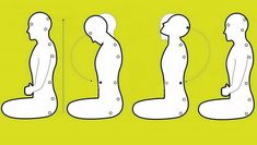 the silhouettes of people are shown in three different positions, one is sitting and one is standing