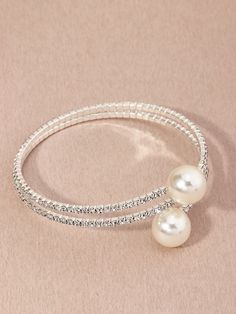 Silver Fashionable   Pearls  Bangle    Jewelry Latest Bracelets, Elegant Weddings, Plastic Bangles, Bracelet Elegant, Bracelet Tennis, Jewel Wedding, Silver Wedding Jewelry, Pearl Bangle, Tennis Chain