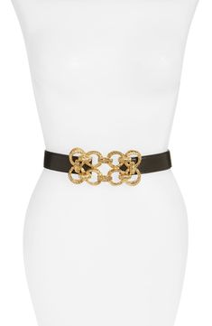 Interlocking goldtone hardware furthers the contemporary edge of a form-fitting stretch belt fashioned with smooth leather. Style Name:Raina Leather Stretch Belt. Style Number: 5073769. Available in stores. Stretch Belt, Belt Style, Leather Style, Pop Star, Belt Size, The 80s, Black Belt, Belts For Women, Smooth Leather