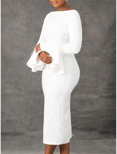 White Dress Party Dress Feather Dress Crew Neck Long Sleeve Midi Dress – Koutun Dress Elegant Long Sleeve Midi Dress For Club, Fall Party Sheath Maxi Dress, Elegant Sheath Midi Dress For Club, Fall Sheath Maxi Dress For Party, Elegant Solid Color Winter Bodycon Dress, Winter Maxi Length Dinner Dresses, Winter Dinner Maxi Dress, Elegant Club Dress For Winter, Evening Solid Color Sheath Midi Dress