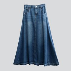 Step into the 2023 Spring-Summer season with our 90s-style A-Line Flare Denim Skirt! Crafted with premium denim and featuring a classic medium wash, long length, high-waist, and a zipper & button closure – this skirt is the perfect blend of nostalgia and modernity.Key Highlights: 90s Style: Capture the rebellious spirit of the '90s with this timeless A-Line Flare Denim Skirt. Medium Wash: A classic medium wash ensures versatility while maintaining a vintage aesthetic. Long Length: The long lengt Flare Denim Skirt, Denim Skirt Long, Maxi Jean Skirt, Types Of Trousers, Denim Skirts Online, Flared Denim Skirt, Womens Denim Skirts, Skirt Images, Long Denim Skirt