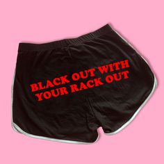 Black Out With Your Rack Out Dolphin Shorts | Cute Dolphin Shorts | Y2K Shorts | Cute Shorts | Funny Shorts | Shorts | Lounge Shorts | Comfy Shorts to Lounge in! Actual item may be lighter/darker than pictured. M A T E R I A L S - 95% Cotton / 5% Spandex - Available In Sizes S-L S I Z I N G - Size chart is available on our listing photos. S H I P P I N G  &  P R O D U C T I O N  T I M E - Production Time is 5 Business Days. (May be delayed during the Holiday Season) - Shipping Time is 2-6 Busine Summer Gym Bottoms With Letter Print, Summer Athletic Shorts With Letter Print And Stretch, Black Bottoms With Letter Print, Trendy Short Bottoms With Letter Print, Letter Print Gym Bottoms Short Length, Summer Workout Bottoms With Letter Print, Black Bottoms With Letter Print In Short Length, Black Bottoms With Letter Print Short Length, Black Cotton Biker Shorts For Summer