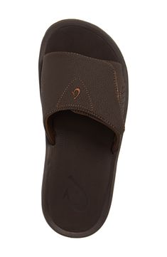 Supple faux leather defines an easygoing slide sandal featuring an adjustable strap for a superior fit. Style Name:Olukai Nalu Slide Sandal (Men). Style Number: 5298163_1. Brown Synthetic Open Toe Sport Sandals, Cushioned Open Toe Brown Sport Sandals, Brown Synthetic Slide Sport Sandals, Brown Cushioned Open Toe Sport Sandals, Brown Cushioned Open-toe Sport Sandals, Comfortable Brown Slide Sport Sandals, Brown Sport Sandals With Arch Support And Open Toe, Brown Slip-on Sport Sandals With Textured Footbed, Comfortable Brown Sport Slide Sandals