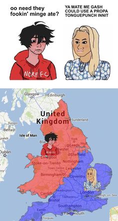 two maps with different people on them and one has the same country in red, white and