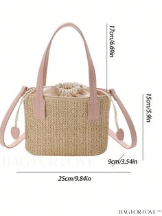 BagForLove - Stylish Drawstring Straw Bag (Medium Size) Product Description Color Pink Bag Size Medium Pattern Type Tropical Material Straw Size Chart INCH CM Bag Length Bag Width Bag Height Handle Height Strap Length 9.8 inch 3.5 inch 5.9 inch 6.7 inch 47.2 inch Bag Length Bag Width Bag Height Handle Height Strap Length 25 cm 9 cm 15 cm 17 cm 120 cm Details Pictures Similar Products h2 { text-align: center; } /* æ¢è¡ */ li{ white-space: normal; word-break: break-all; word-wrap: break-word; } .red-box { width: 100%; display: flex; flex-direction: row; flex-wrap: wrap; justify-content: center; } .red-box > div { width: 190px; height: 250px; margin: 10px; } .red-box > div > a > img { width: 190px; height: 250px; } .size-box { width: 100%; margin: auto; white-space: nowrap; } .table { borde Trendy Daily Use Drawstring Bag, Trendy Drawstring Bags For Everyday Use, Trendy Everyday Bags With Drawstring, Summer Bucket Satchel With Adjustable Strap, Summer Casual Pouch Satchel, Everyday Drawstring Shoulder Bag, Casual Summer Pouch Satchel, Casual Shoulder Drawstring Bag, Casual Pouch Straw Bag With Adjustable Strap