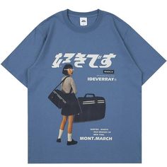 "Harajuku Streetwear - Harajuku Style Oversized "Look Back" Tee - High Quality Japanese Streetwear Japanese Tshirt, Harajuku Girls, Streetwear Essentials, Streetwear Mode, Japanese Kanji, Summer Streetwear, Style Hip Hop, Shirt Girl, Japanese Streetwear