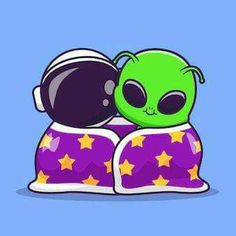 an alien sleeping on top of a pillow